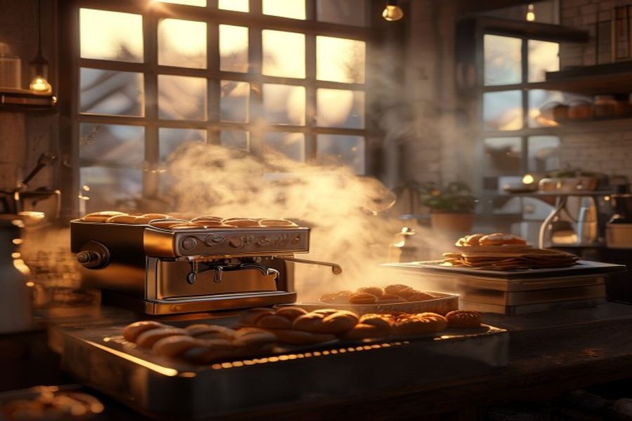 Small bakery before sunrise for a short social video audio example